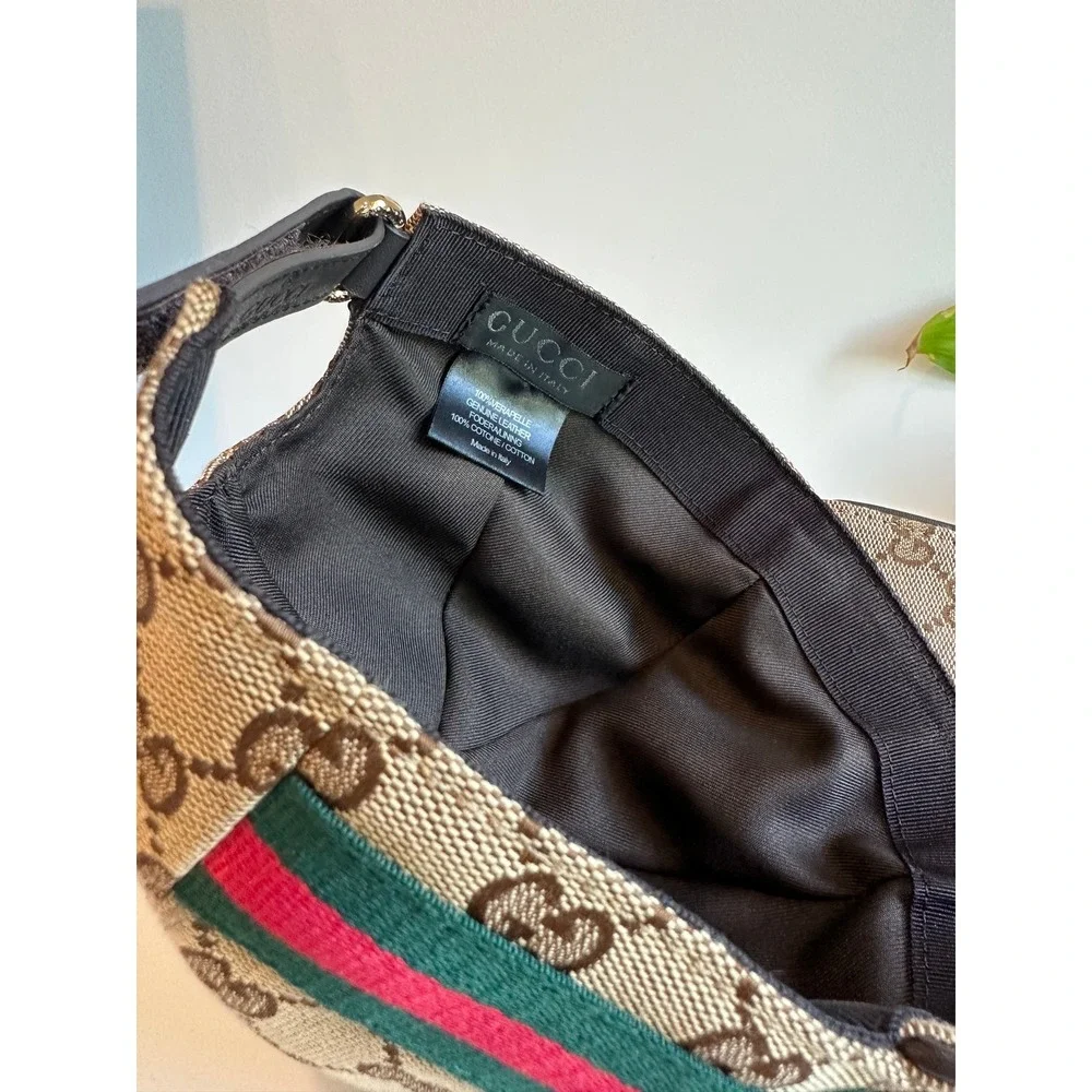 Gucci GG Monogram Canvas Baseball Hat Beige Ebony Green Red Web Stripe Cap - Picture 7 of 15